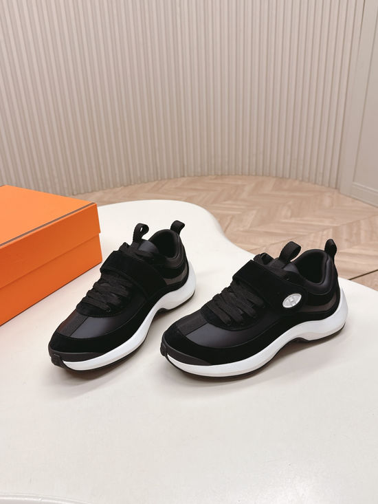 Hermes Velcro Leather Casual Sneakers Lightweight Soft Comfortable Sole