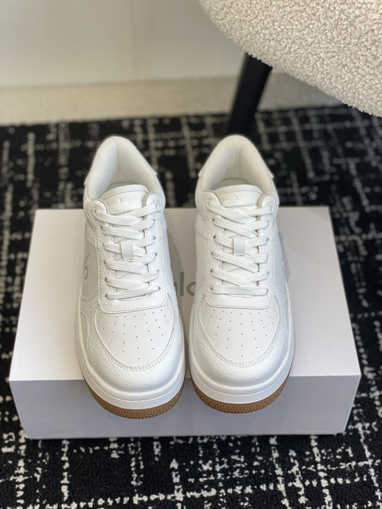 Alo Celebrity-Inspired Thick-Soled White Sneakers