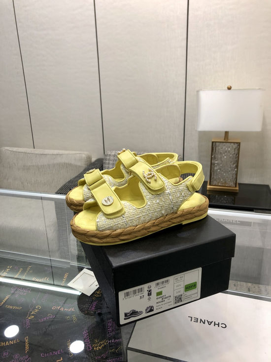 Chanel Premium Magic Tape Sandals Woven Soft Sole Comfortable