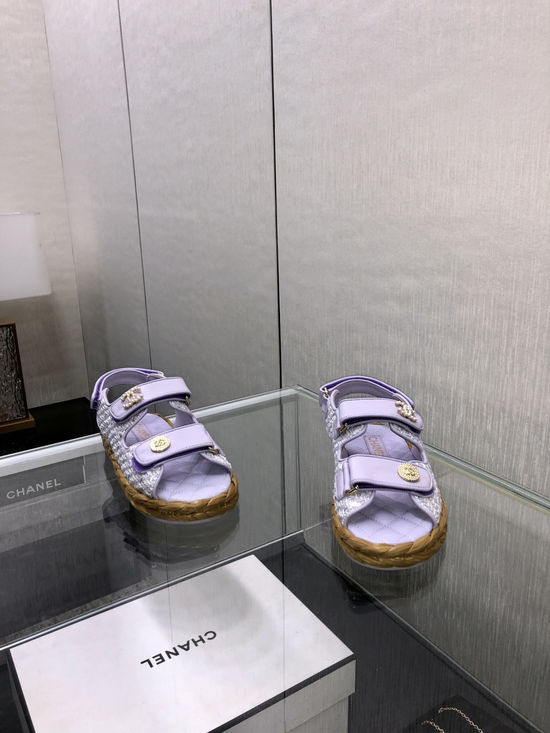 Chanel Premium Magic Tape Sandals Woven Soft Sole Comfortable