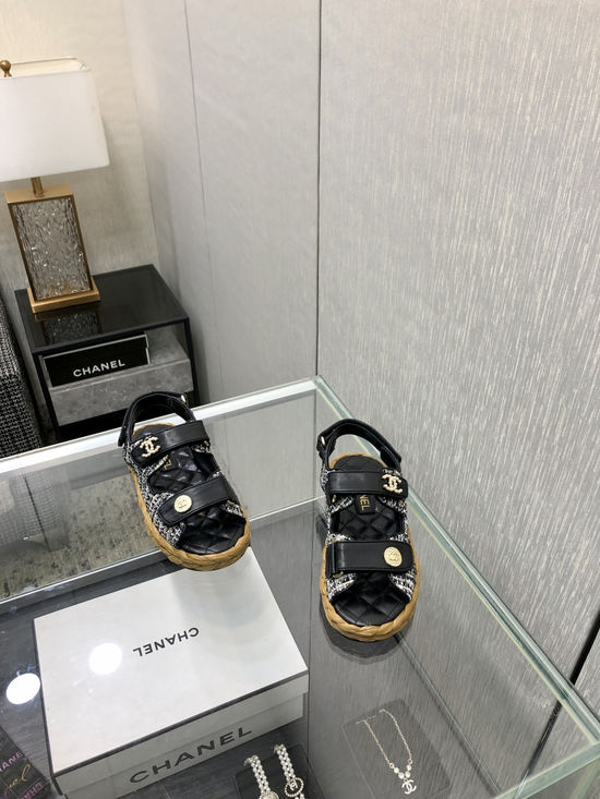 Chanel Premium Magic Tape Sandals Woven Soft Sole Comfortable