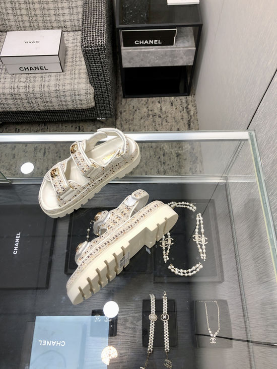 Hermes Woven Fabric Hook And Loop Sandals