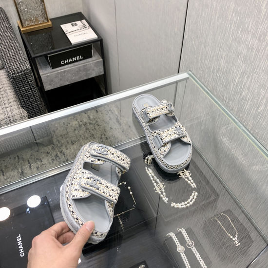 Hermes Woven Fabric Hook And Loop Sandals