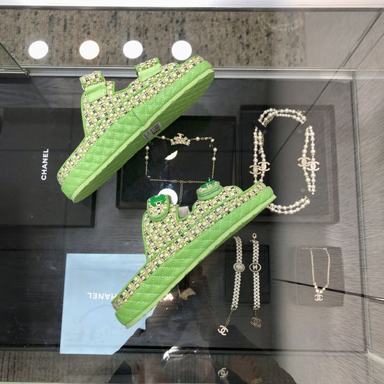 Hermes Woven Fabric Hook And Loop Sandals
