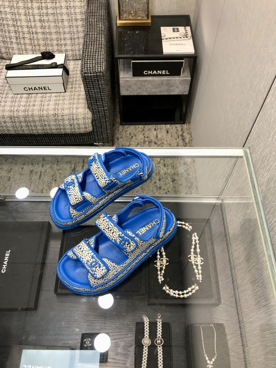 Hermes Woven Fabric Hook And Loop Sandals