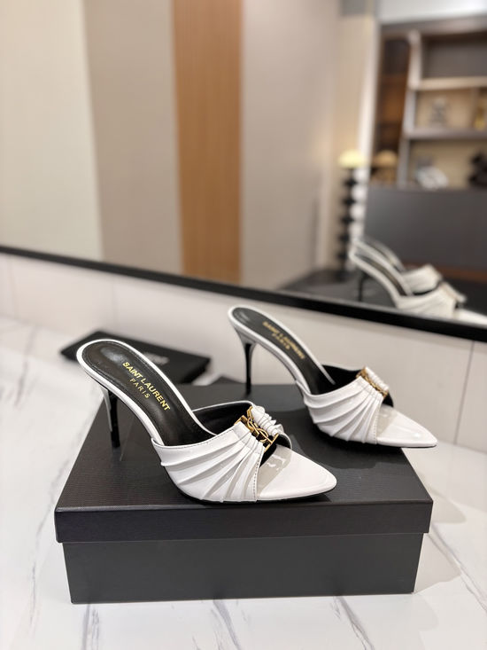 Yves Saint Laurent Shiny Rhinestone Pointed Toe Stiletto Heel Sandals