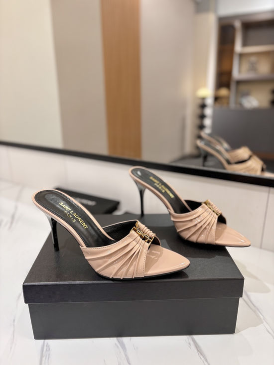 Yves Saint Laurent Shiny Rhinestone Pointed Toe Stiletto Heel Sandals