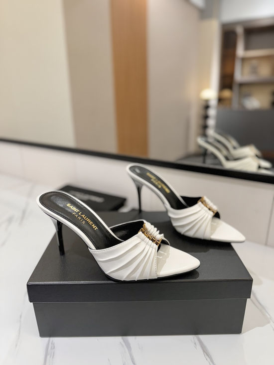 Yves Saint Laurent Embellished Heeled Sandals with Sheepskin Lining
