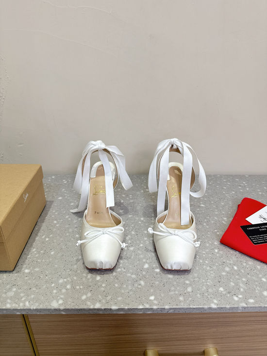 Christian Louboutine Elegant Bow High Heel Satin Comfortable Shoes
