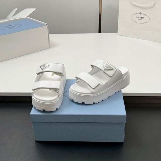 Prada Quilted Leather Adjustable Platform Sandals