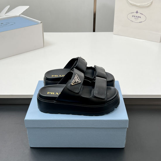 Prada Quilted Leather Adjustable Platform Sandals