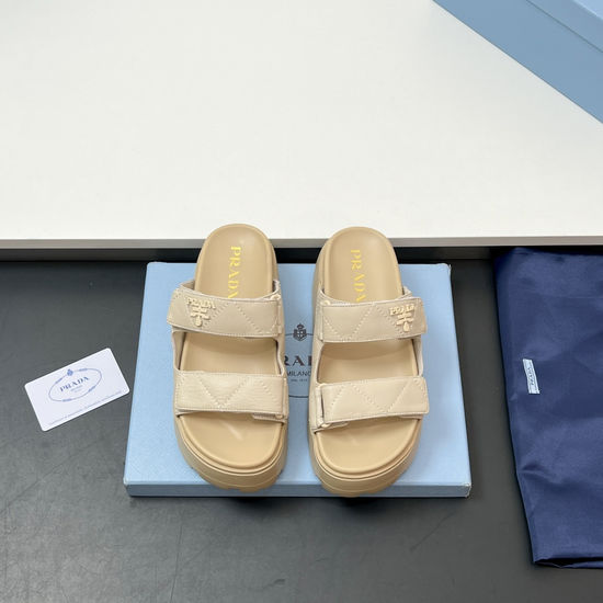 Prada Cross Strap Leather Platform Sandals