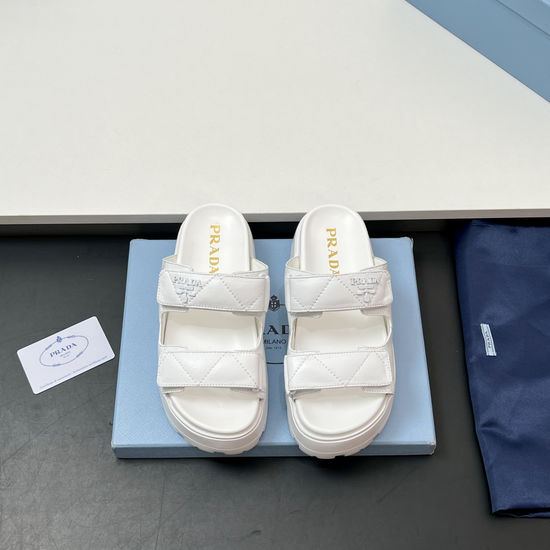 Prada Cross Strap Leather Platform Sandals