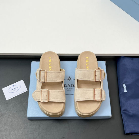 Prada Quilted Leather Platform Hook Loop Sandals