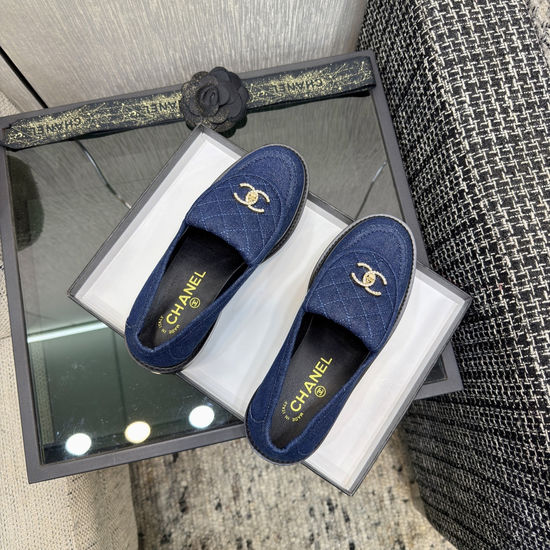 Chanel Premium Sheepskin Leather Loafers with Leather Sole