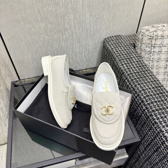 Chanel Premium Sheepskin Leather Loafers with Leather Sole