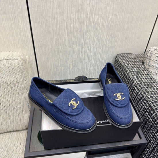 Chanel Premium Sheepskin Leather Loafers with Leather Sole