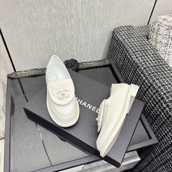 Chanel Premium Sheepskin Leather Loafers with Leather Sole