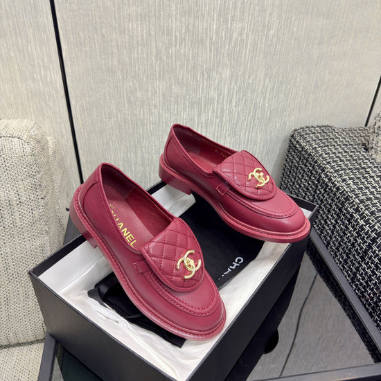 Chanel Premium Sheepskin Leather Loafers with Leather Sole
