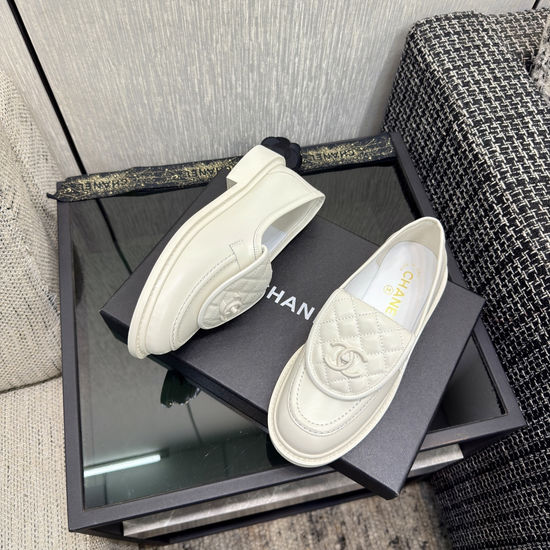 Chanel Premium Sheepskin Leather Loafers with Leather Sole