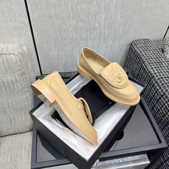 Chanel Premium Sheepskin Leather Loafers with Leather Sole