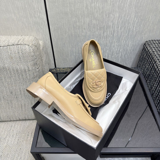 Chanel Premium Sheepskin Leather Loafers with Leather Sole
