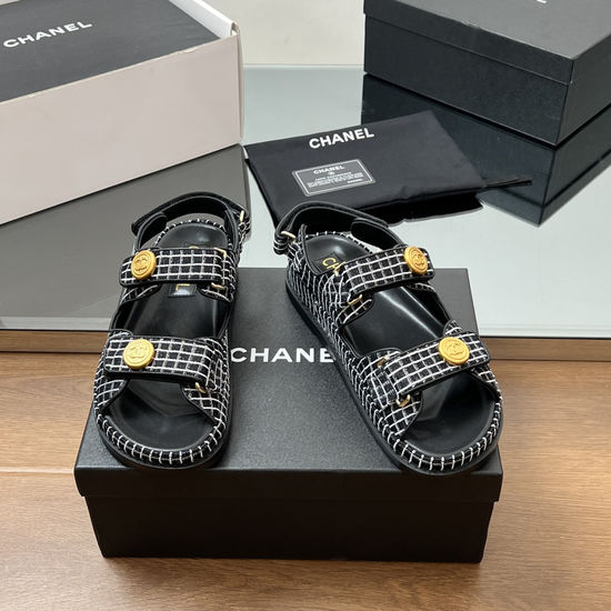 Chanel Premium Hook-and-loop Casual Sandals with Exquisite Hardware Decor