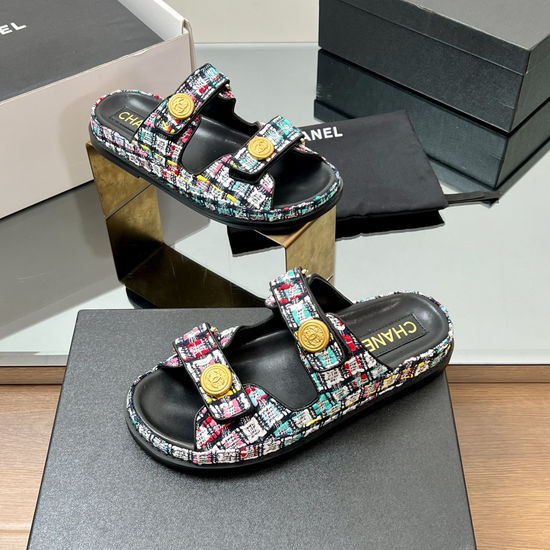 Chanel Comfortable Hook-and-loop Beach Sandals With Soft Leather Lining