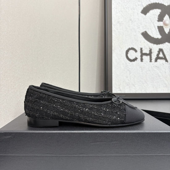 Chanel Two-tone Leather Slingback Ballet Flats with Real Leather Sole