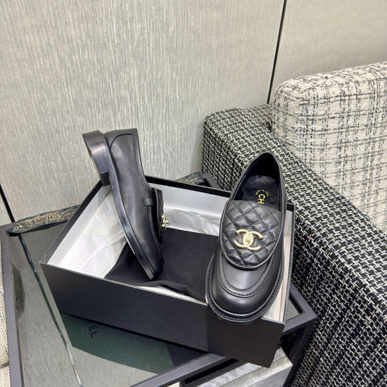 Chanel Premium Sheepskin Leather Loafers with Leather Sole