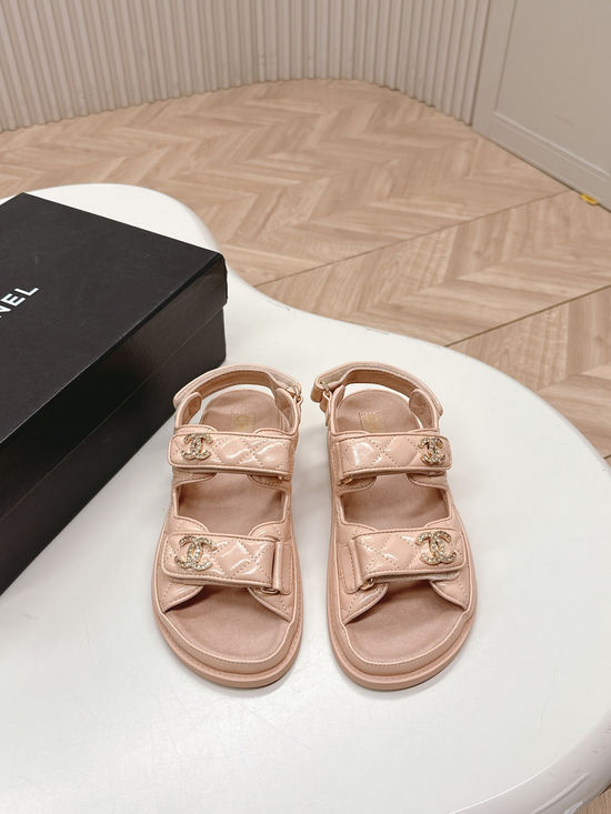 Chanel Quilted Platform Casual Sandals and Slides Upper Leather