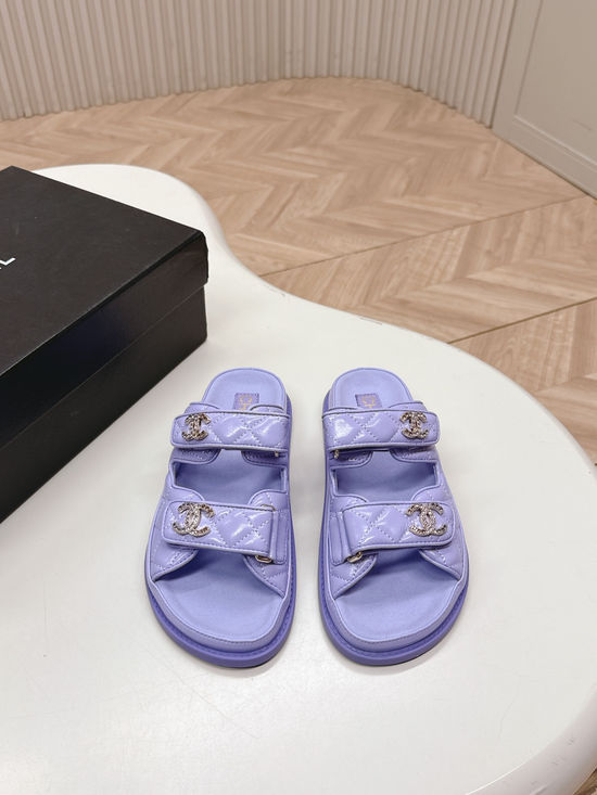 Chanel Quilted Platform Casual Sandals and Slides Upper Leather