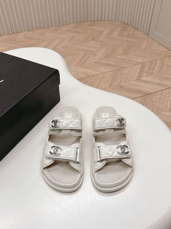 Chanel Quilted Platform Casual Sandals and Slides Upper Leather
