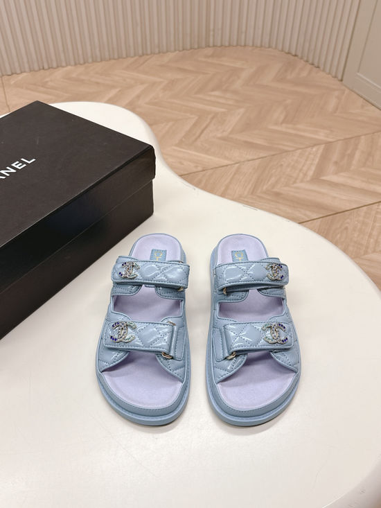 Chanel Quilted Platform Casual Sandals and Slides Upper Leather