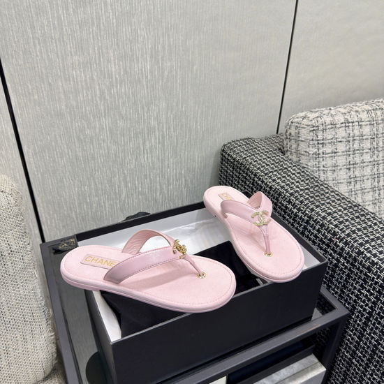 Chanel Premium Waxed Leather Flip Flops with Leather Sole