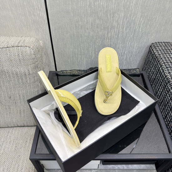 Chanel Premium Waxed Leather Flip Flops with Leather Sole