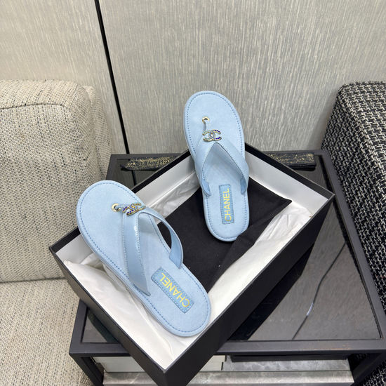 Chanel Premium Waxed Leather Flip Flops with Leather Sole