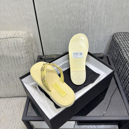 Chanel Premium Waxed Leather Flip Flops with Leather Sole