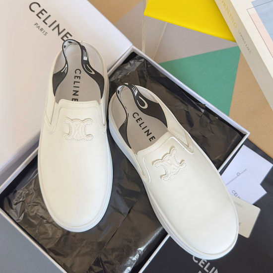 Celine Genuine Leather Thick Sole Casual Sneakers