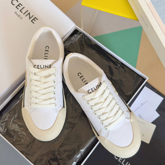 Celine Color Block Canvas Casual Skate Sneakers Easy to Clean
