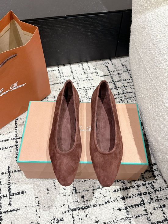 Loro Piana Soft Suede Ballet Flats Comfortable Versatile Daily Shoes
