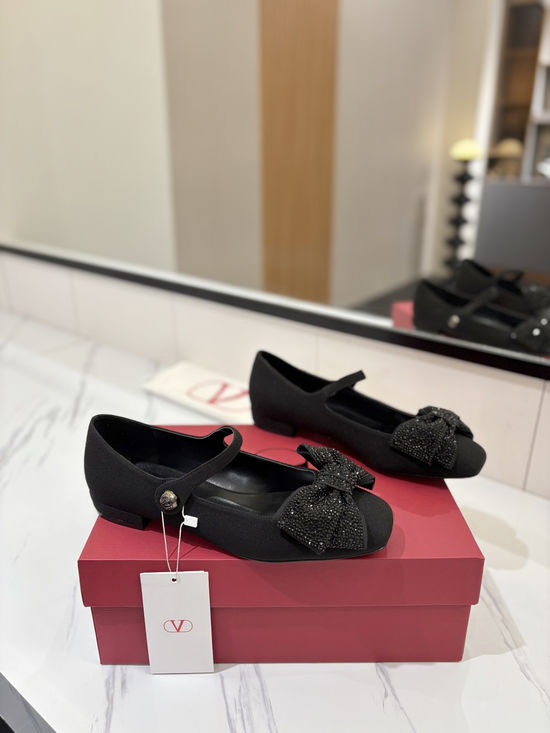 Valentino Bow Decor Sweet Mary Jane Low Heel Shoes