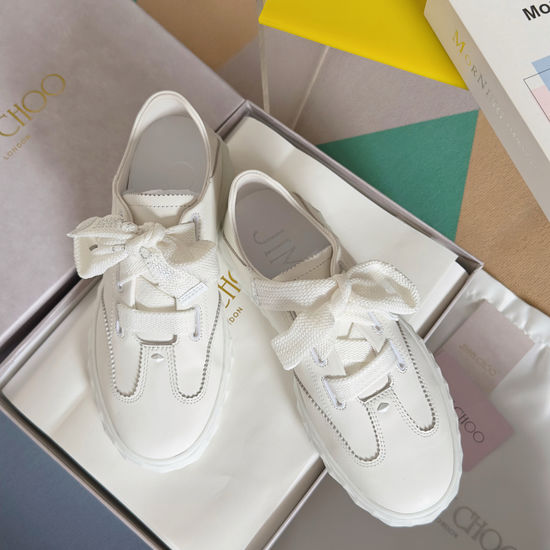Jimmy Choo Premium Leather Casual Sneakers with Non-slip Sole