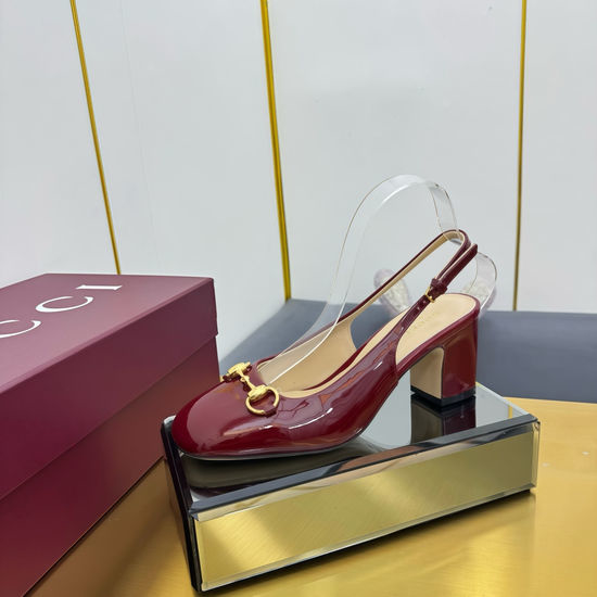 Gucci Elegant Buckle Strap Low Heel Pumps Genuine Leather Non Slip Sole