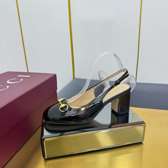 Gucci Elegant Buckle Strap Low Heel Pumps Genuine Leather Non Slip Sole