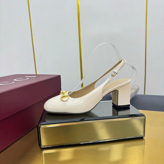 Gucci Elegant Buckle Strap Low Heel Pumps Genuine Leather Non Slip Sole