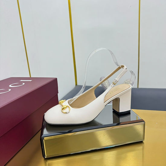 Gucci Elegant Buckle Strap Low Heel Pumps Genuine Leather Non Slip Sole
