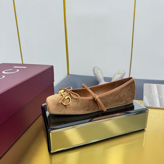 Gucci Classic Retro Buckle Leather Flats Soft Lined Daily Wear Shoes