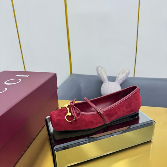 Gucci Classic Retro Buckle Leather Flats Soft Lined Daily Wear Shoes