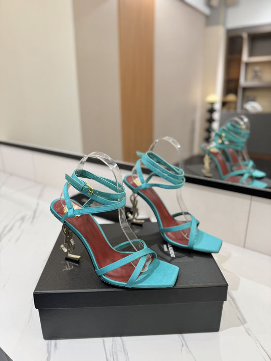 Yves Saint Laurent Elegant Silk High Heel Sandals With Premium Leather Sole
